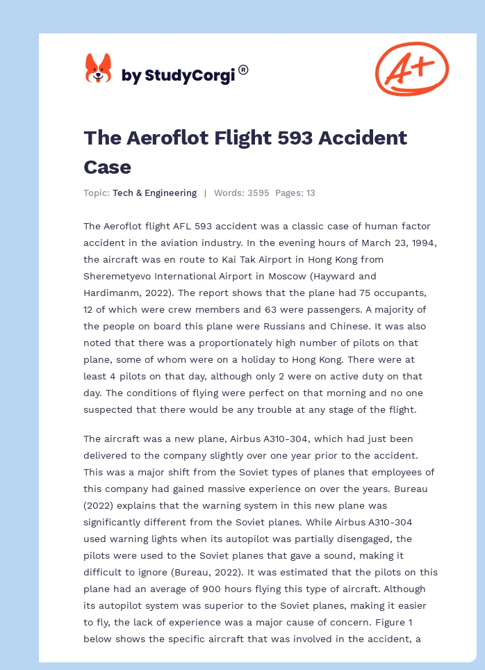 The Aeroflot Flight 593 Accident Case. Page 1