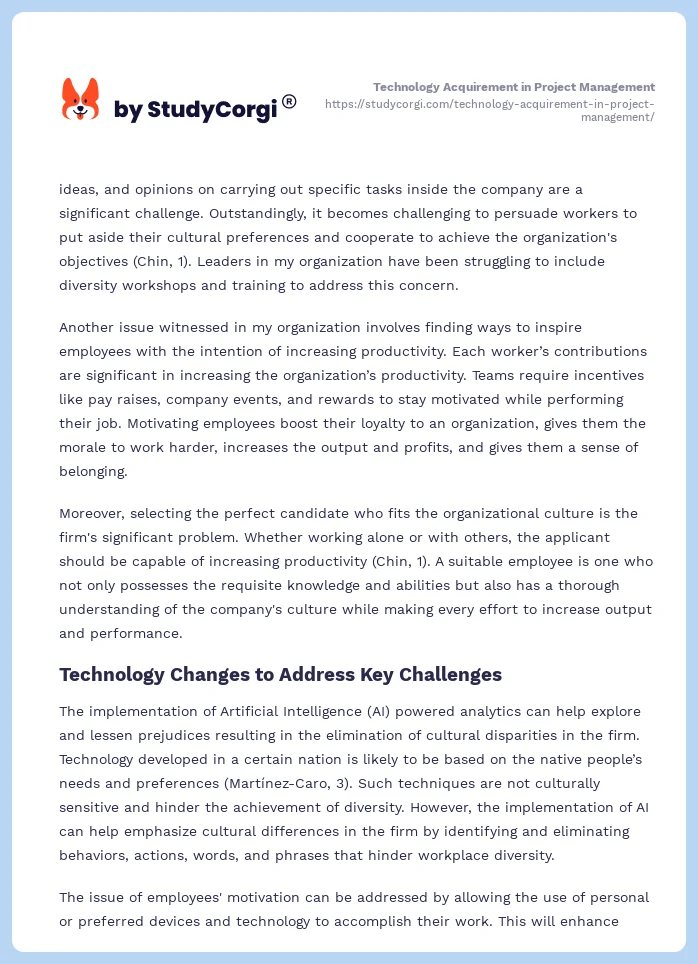 Technology Acquirement in Project Management. Page 2