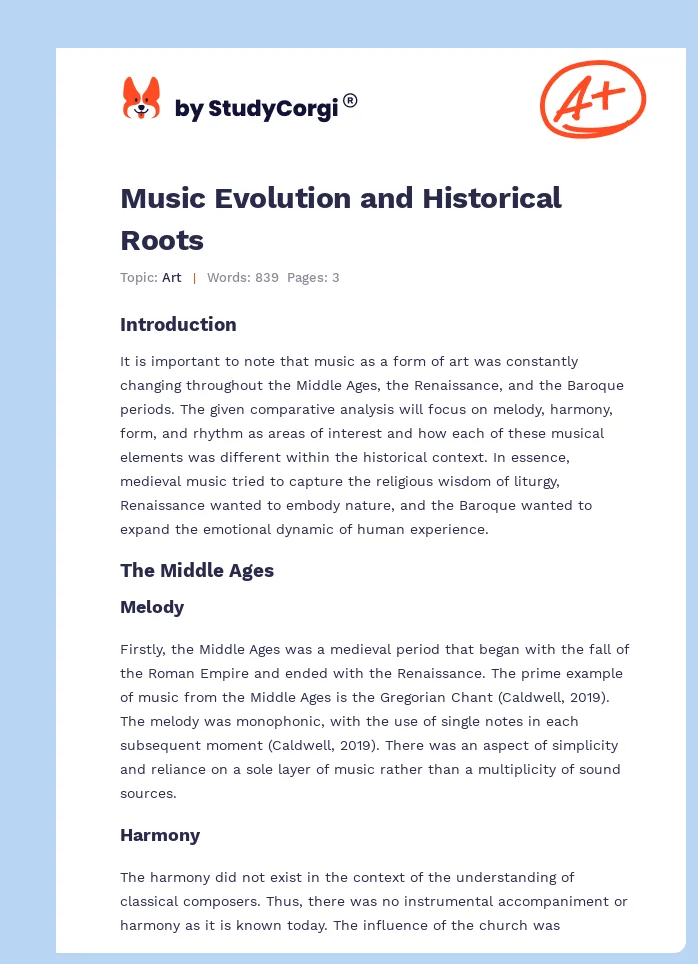 Music Evolution and Historical Roots. Page 1