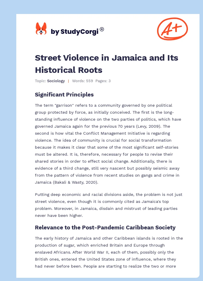 Street Violence in Jamaica and Its Historical Roots. Page 1