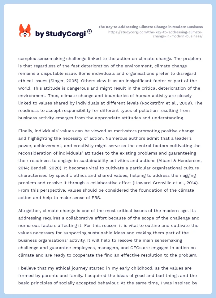 The Key to Addressing Climate Change in Modern Business. Page 2