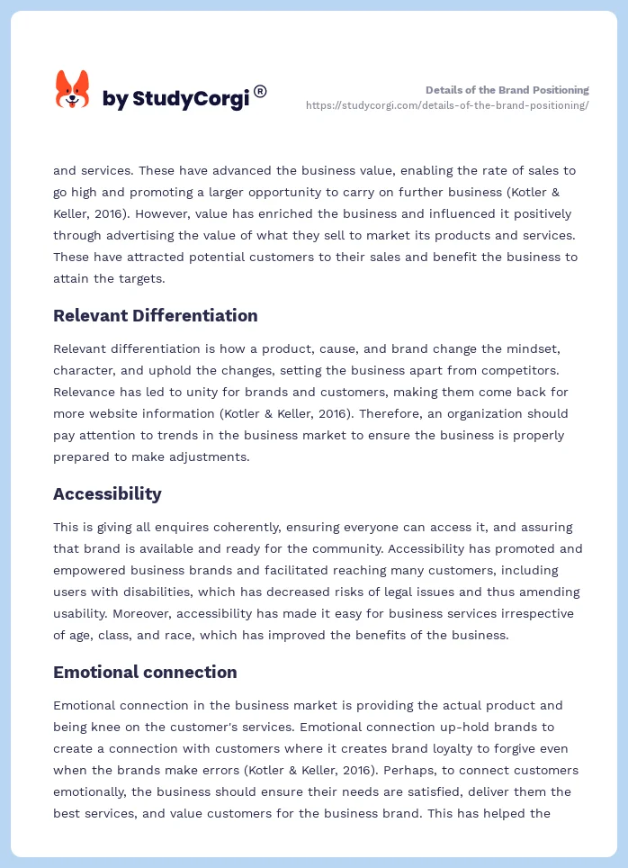 Details of the Brand Positioning. Page 2