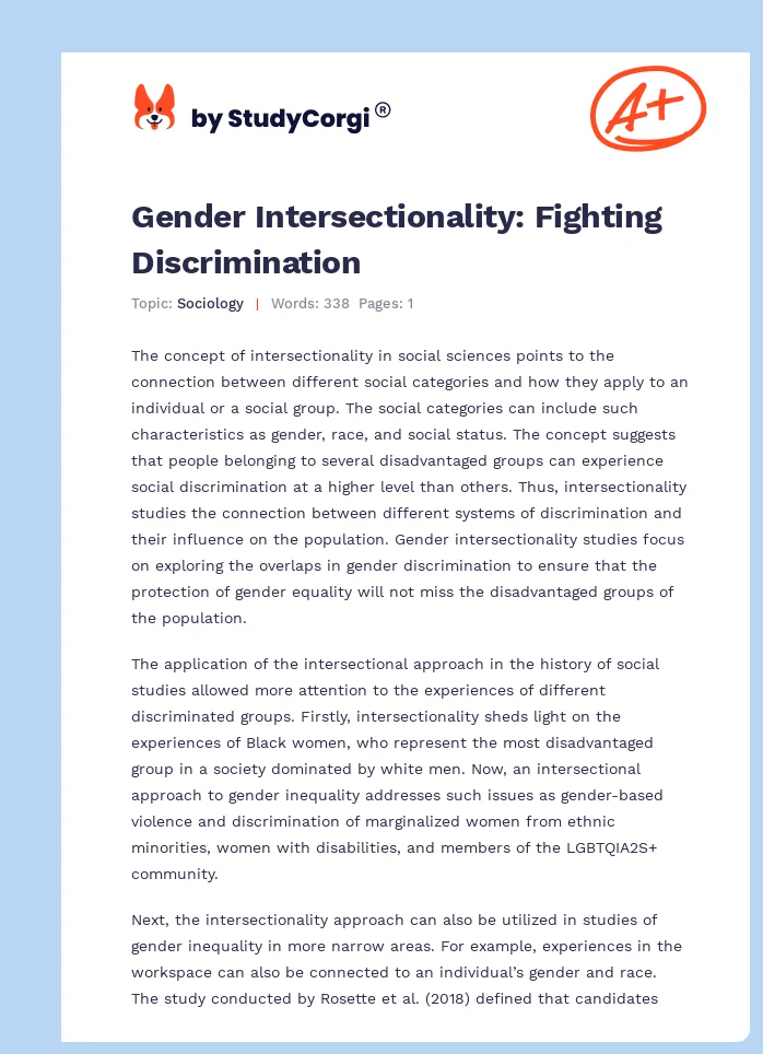 Gender Intersectionality: Fighting Discrimination. Page 1