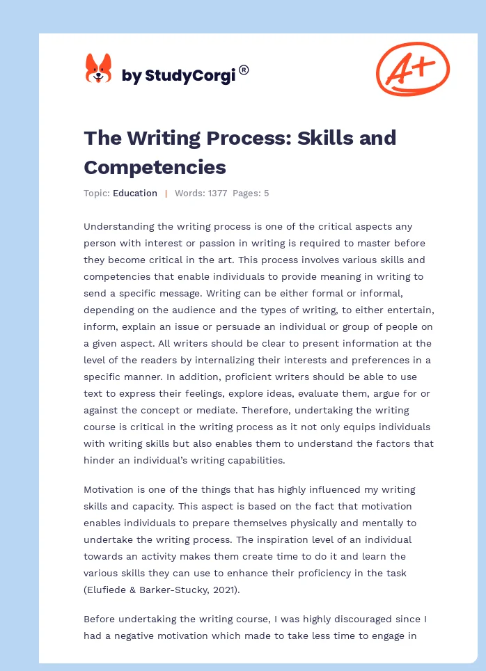 The Writing Process: Skills and Competencies. Page 1