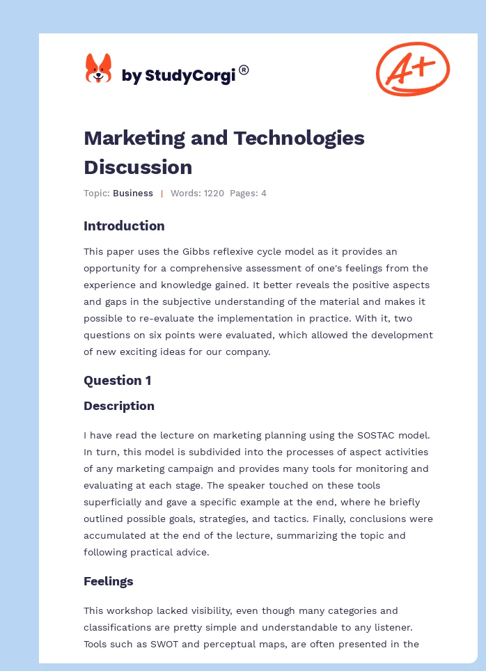 Marketing and Technologies Discussion. Page 1
