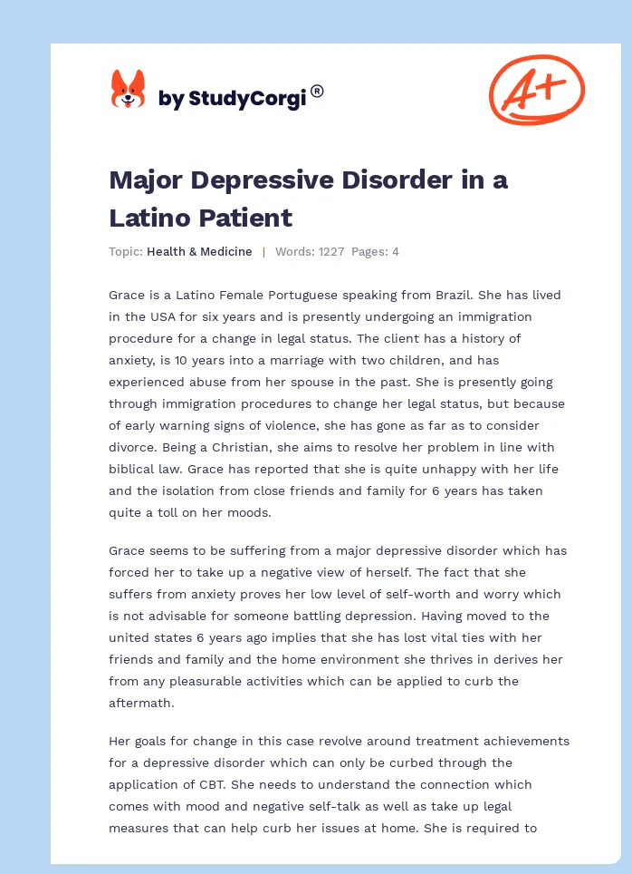 Major Depressive Disorder in a Latino Patient. Page 1