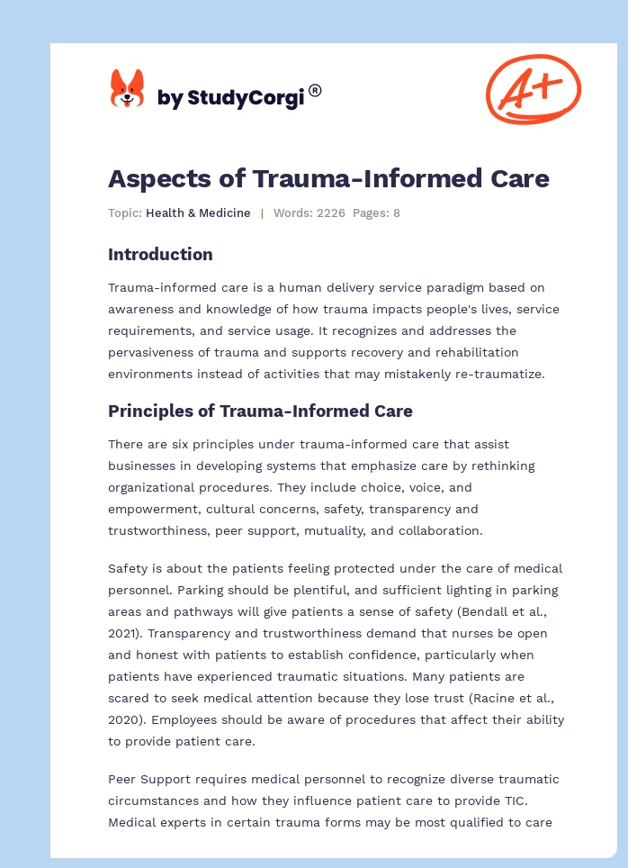 Aspects of Trauma-Informed Care. Page 1