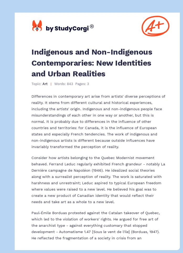 Indigenous and Non-Indigenous Contemporaries: New Identities and Urban Realities. Page 1