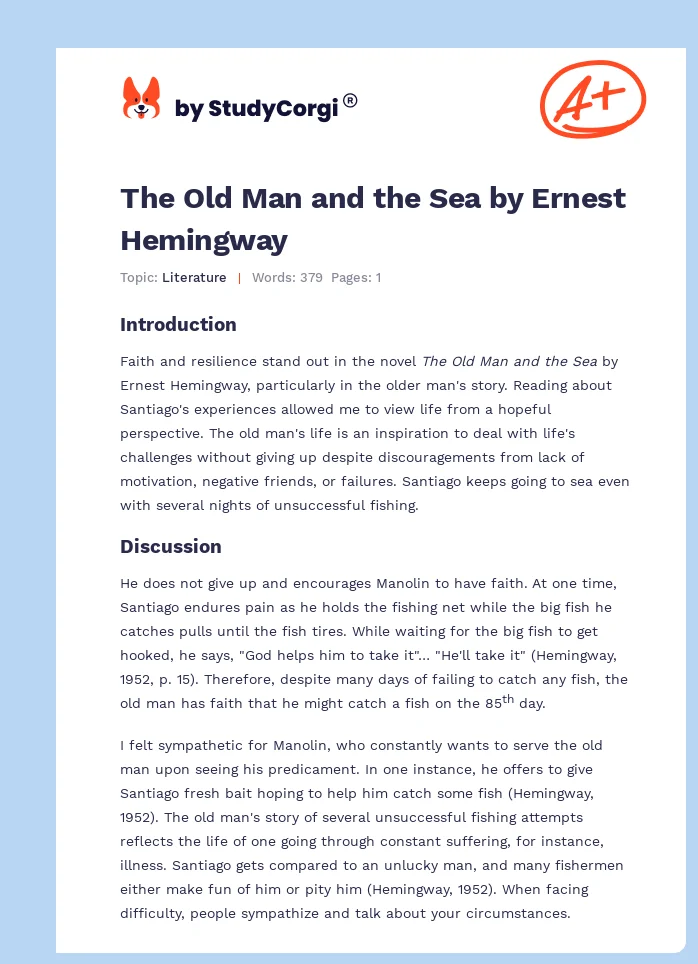 The Old Man and the Sea by Ernest Hemingway. Page 1