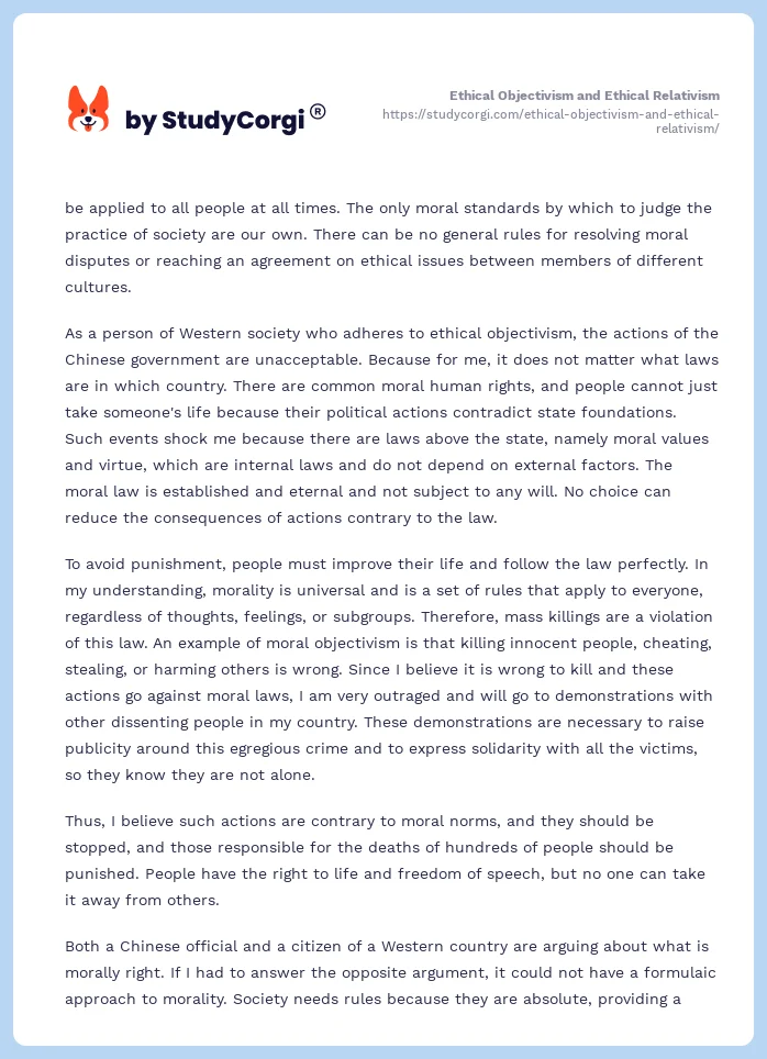 Ethical Objectivism and Ethical Relativism. Page 2