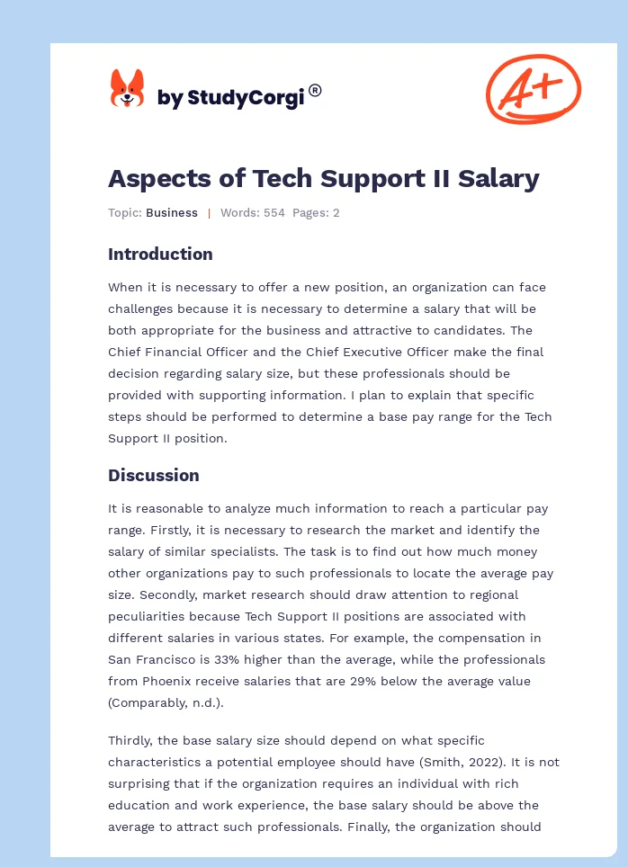 Aspects of Tech Support II Salary. Page 1