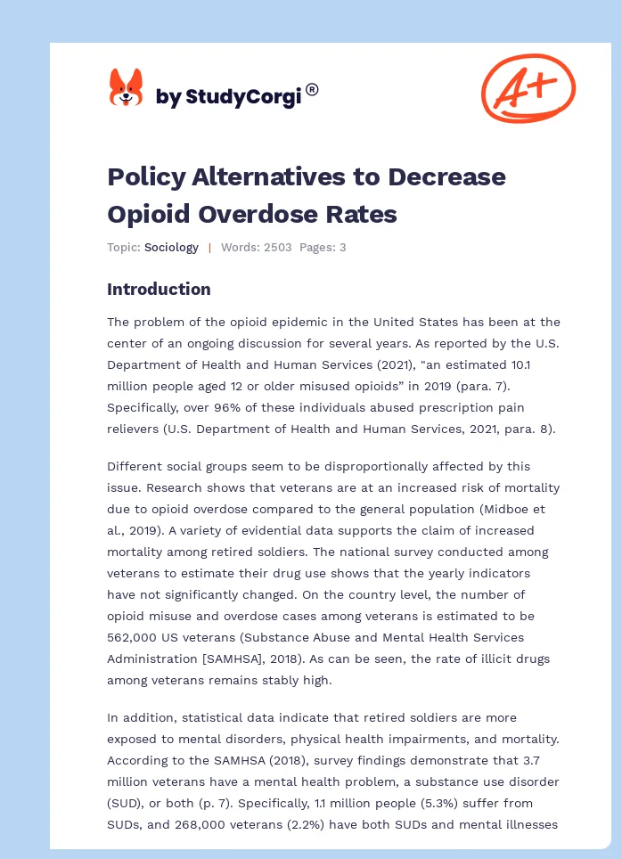 Policy Alternatives to Decrease Opioid Overdose Rates. Page 1