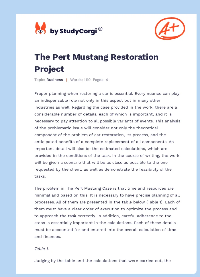 The Pert Mustang Restoration Project. Page 1