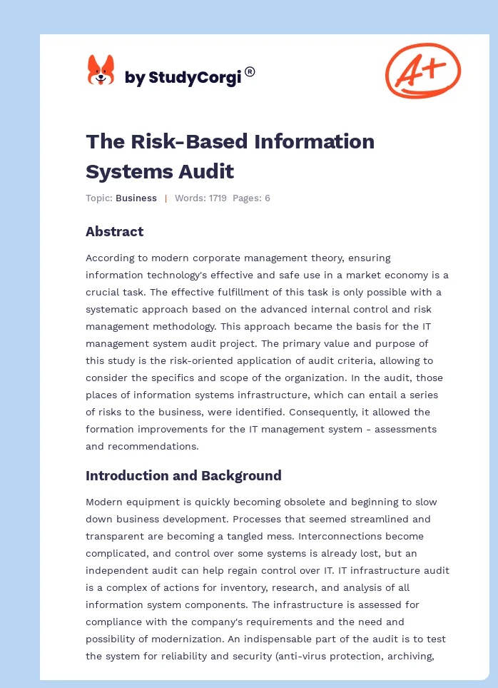 The Risk-Based Information Systems Audit. Page 1