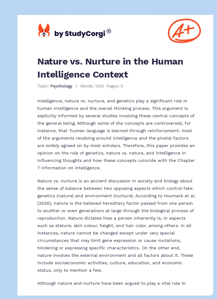 Nature vs. Nurture in the Human Intelligence Context. Page 1