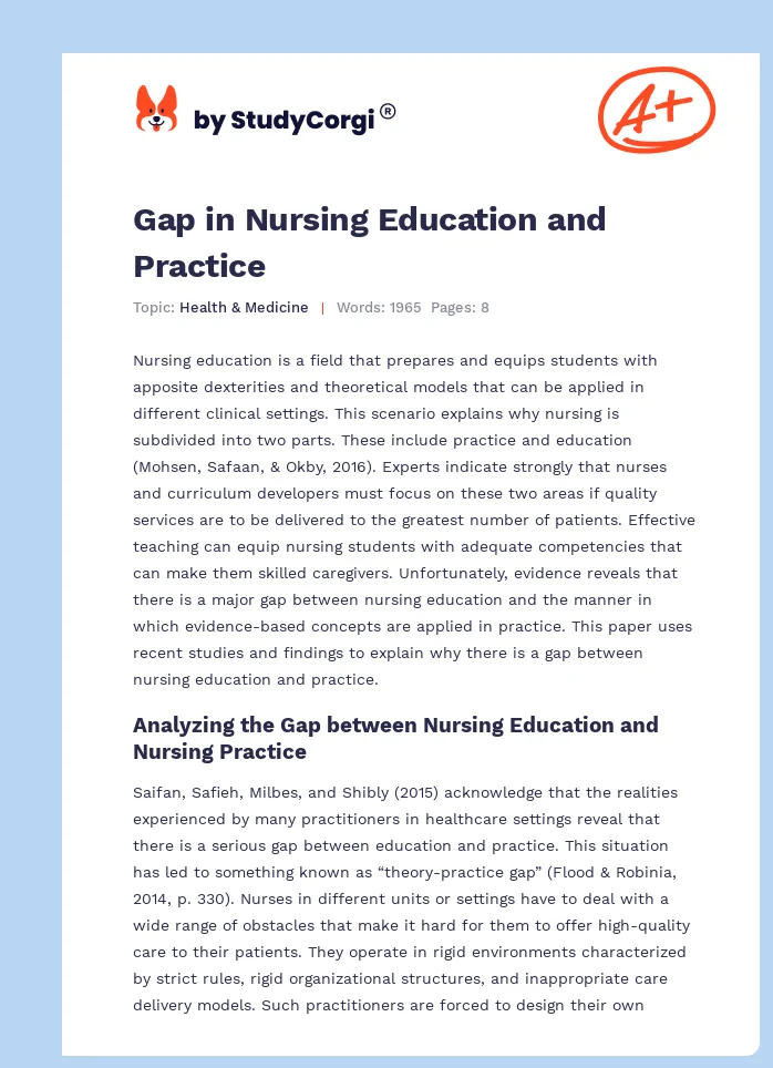 Gap in Nursing Education and Practice. Page 1