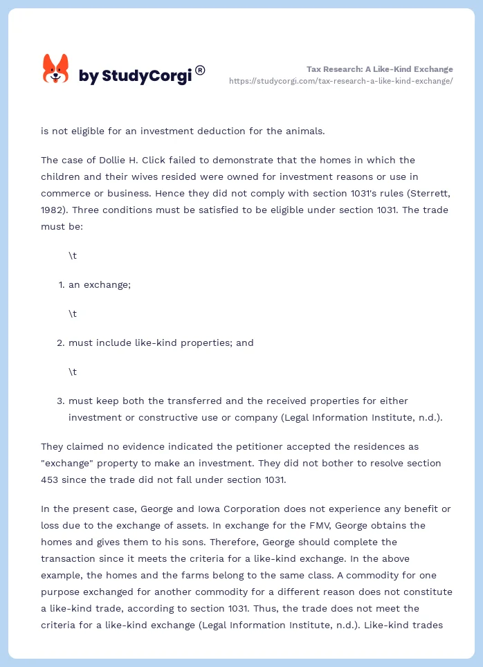 Tax Research: A Like-Kind Exchange. Page 2