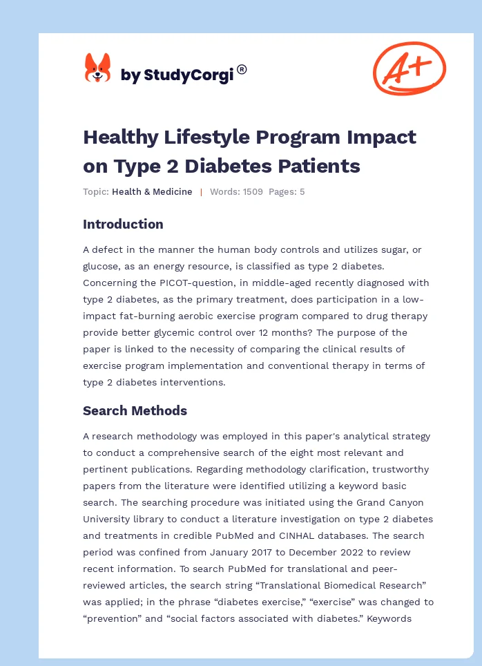 Healthy Lifestyle Program Impact on Type 2 Diabetes Patients. Page 1