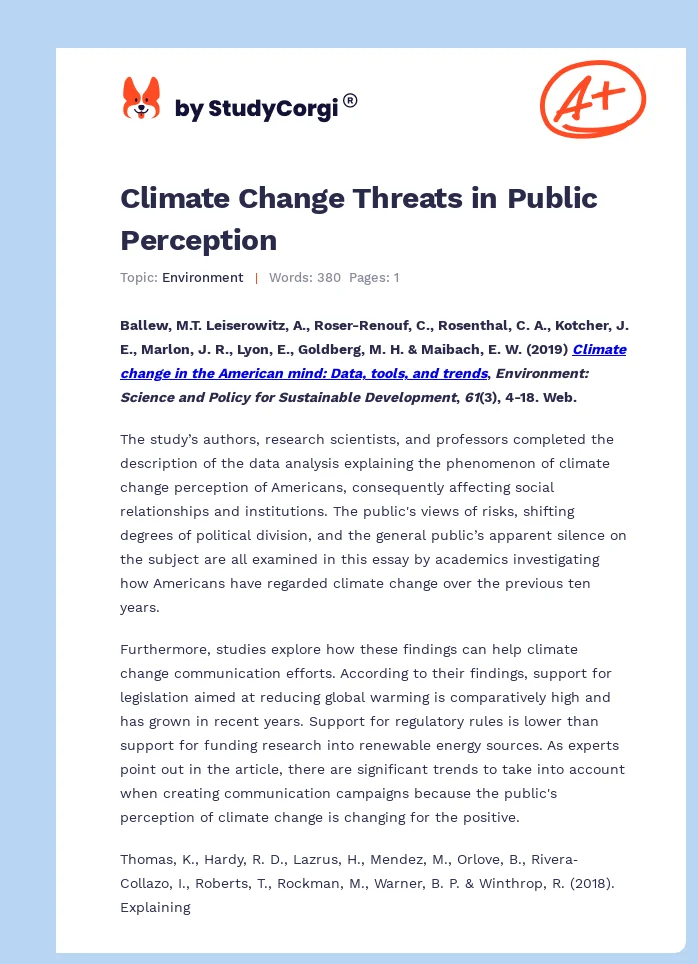 Climate Change Threats in Public Perception. Page 1
