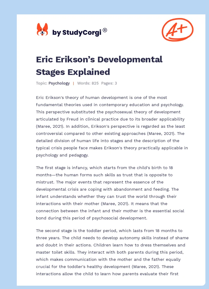 Eric Erikson’s Developmental Stages Explained. Page 1