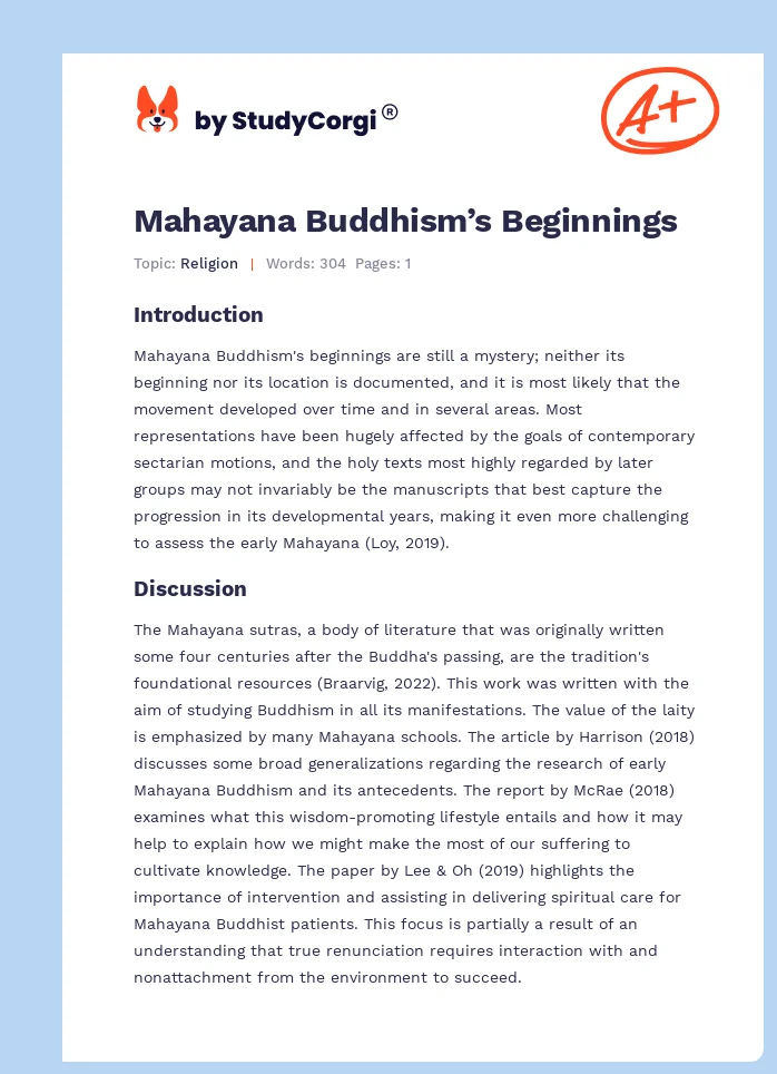 Mahayana Buddhism’s Beginnings. Page 1