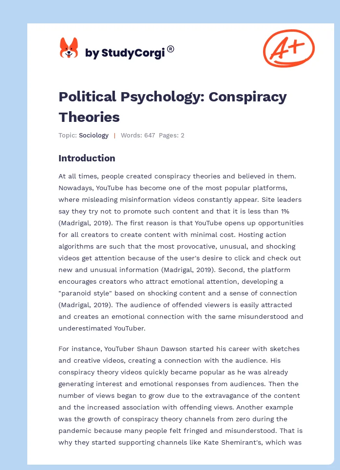 Political Psychology: Conspiracy Theories. Page 1