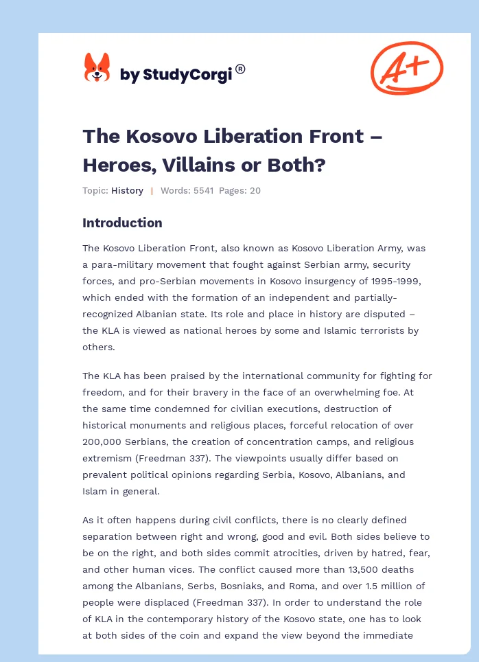 The Kosovo Liberation Front – Heroes, Villains or Both?. Page 1
