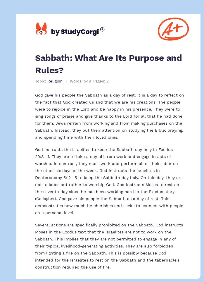 Sabbath: What Are Its Purpose and Rules?. Page 1