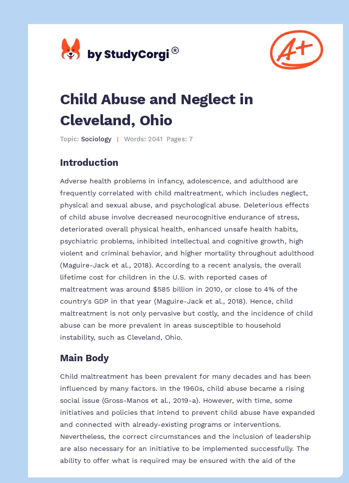 Child Abuse and Neglect in Cleveland, Ohio. Page 1