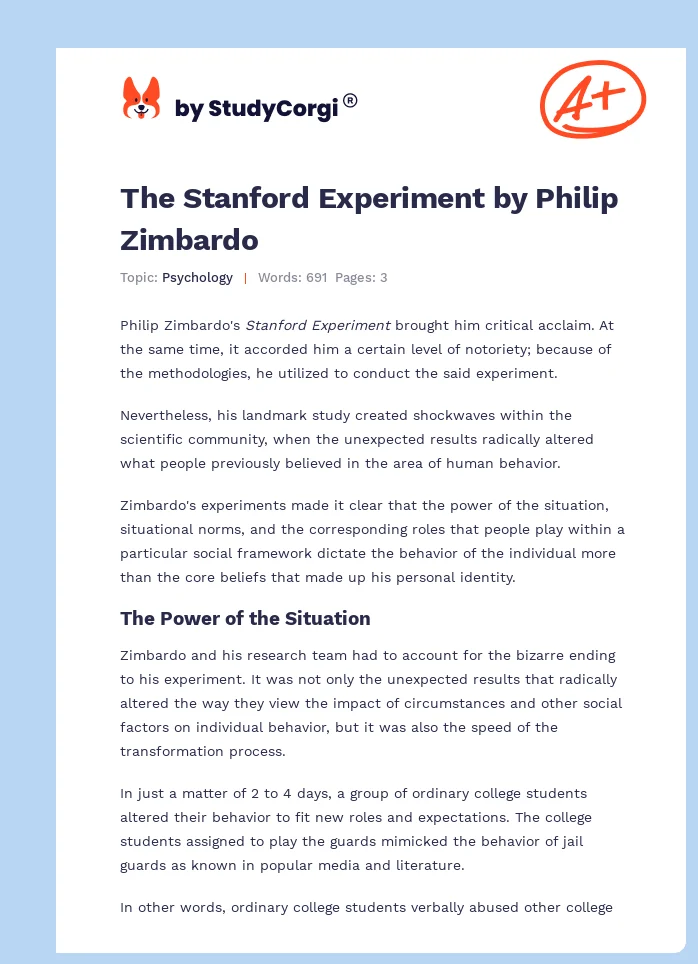 The Stanford Experiment by Philip Zimbardo. Page 1