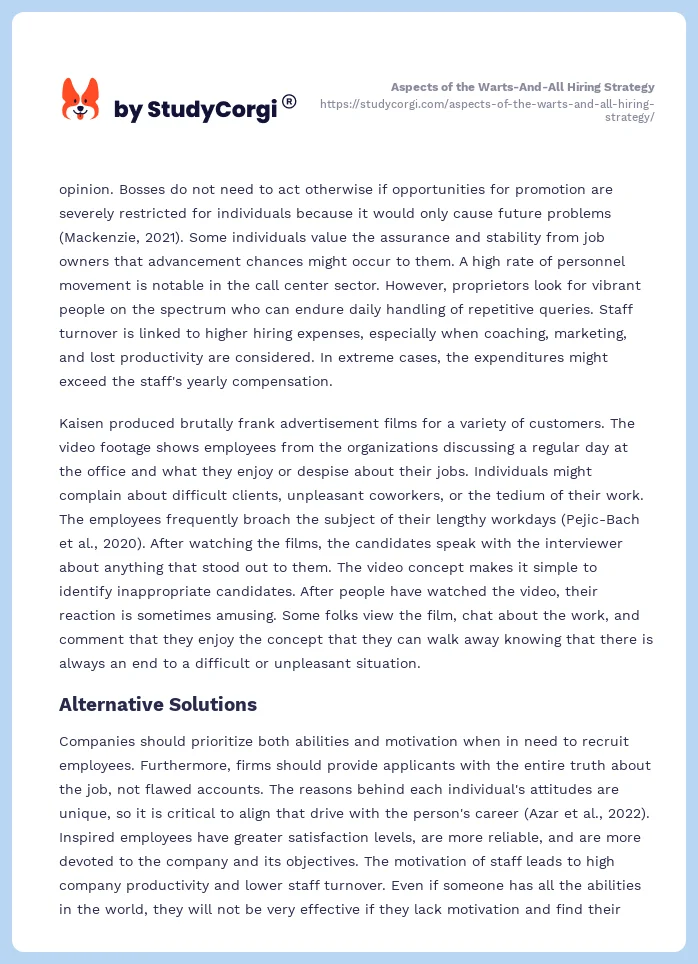 Aspects of the Warts-And-All Hiring Strategy. Page 2