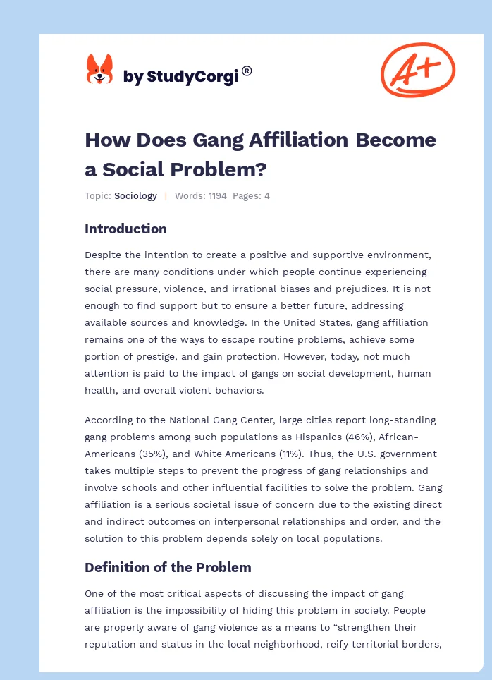 How Does Gang Affiliation Become a Social Problem?. Page 1