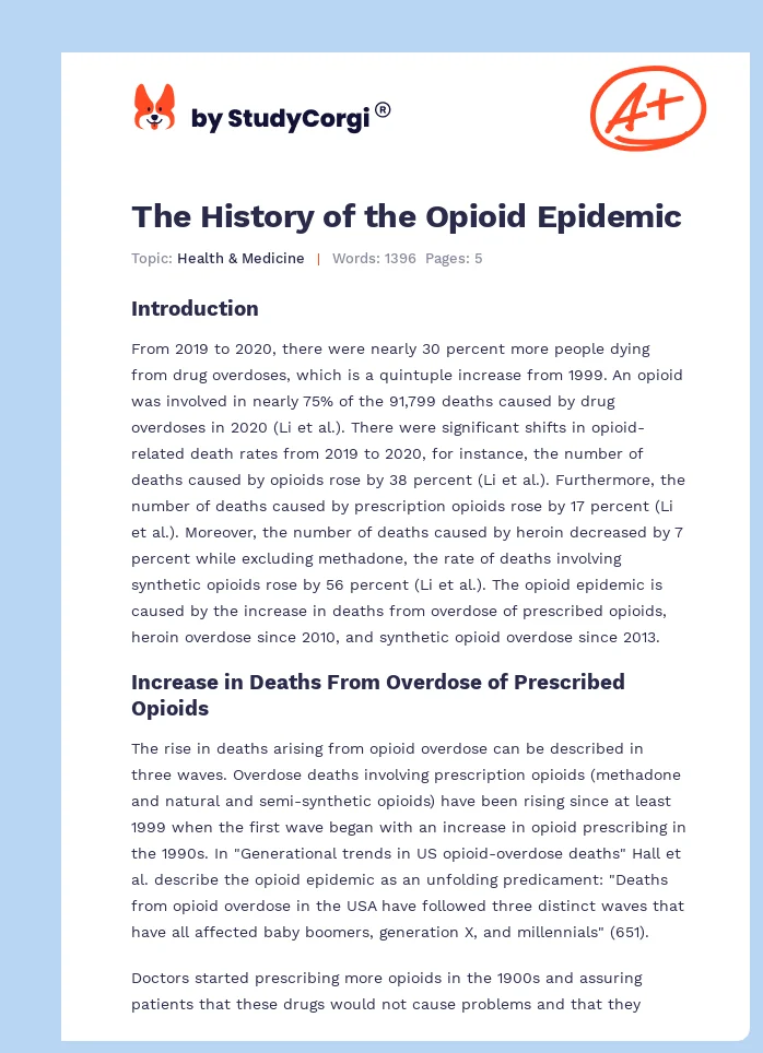 The History of the Opioid Epidemic. Page 1