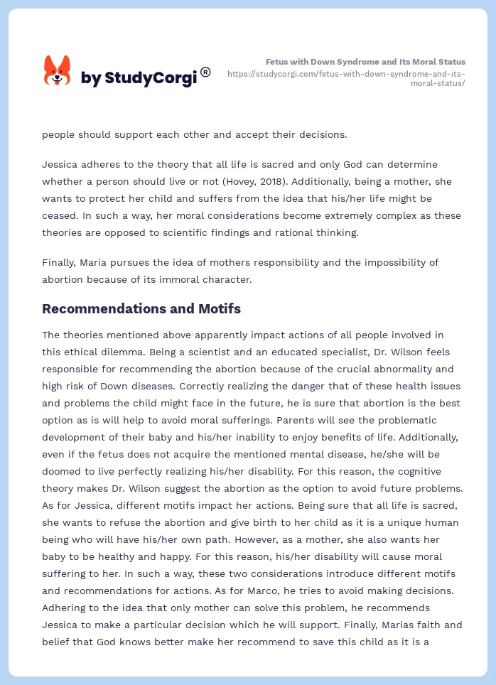 Fetus with Down Syndrome and Its Moral Status. Page 2