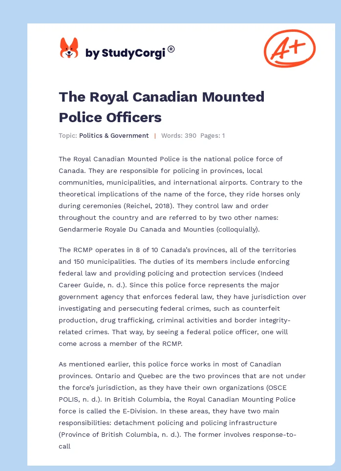 The Royal Canadian Mounted Police Officers. Page 1