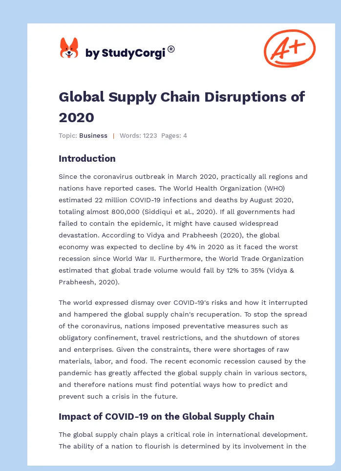 Global Supply Chain Disruptions of 2020. Page 1