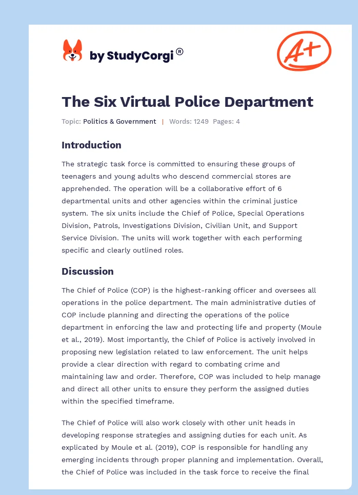 The Six Virtual Police Department. Page 1