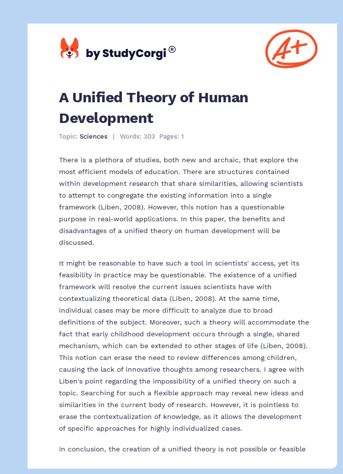 A Unified Theory of Human Development. Page 1