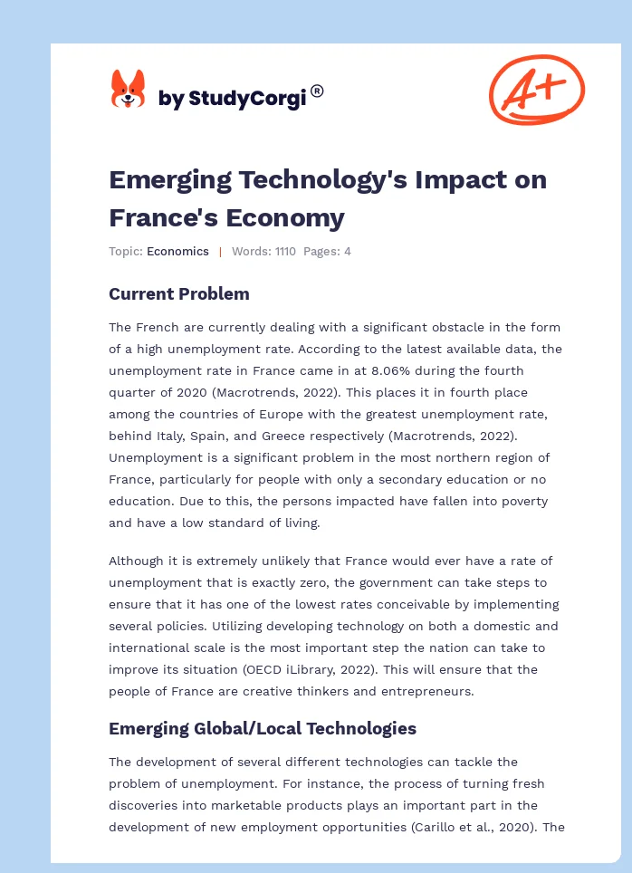 Emerging Technology's Impact on France's Economy. Page 1