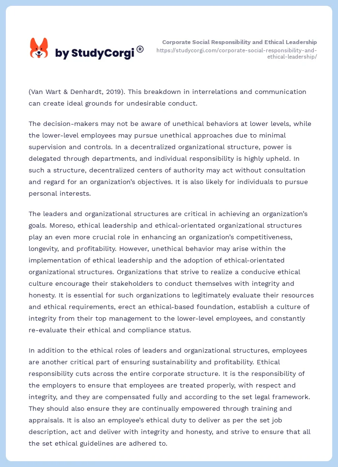 Corporate Social Responsibility and Ethical Leadership. Page 2