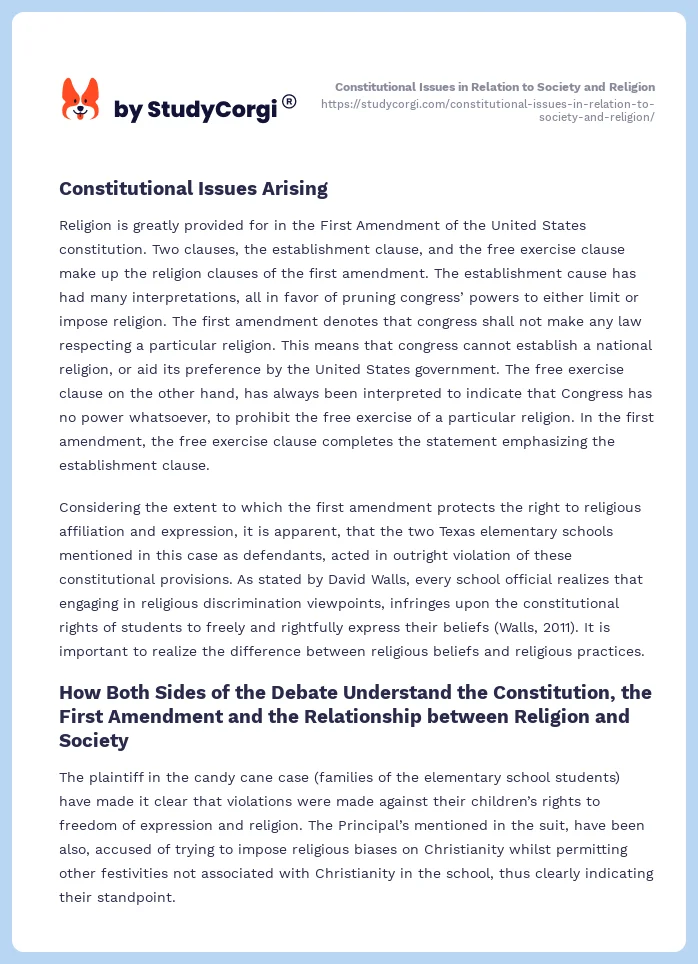 Constitutional Issues in Relation to Society and Religion. Page 2