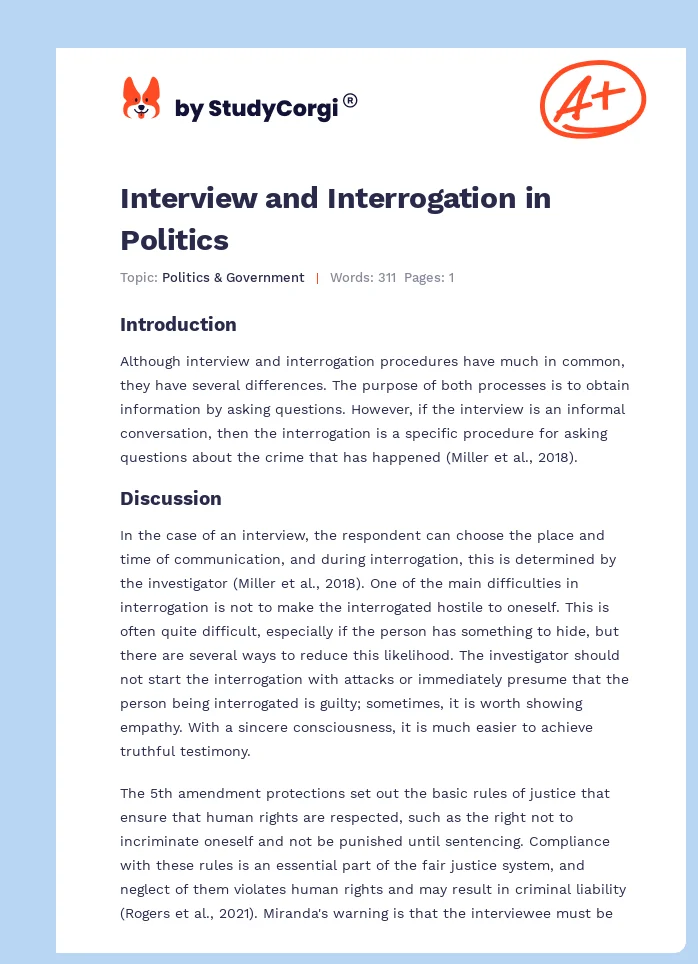 Interview and Interrogation in Politics. Page 1