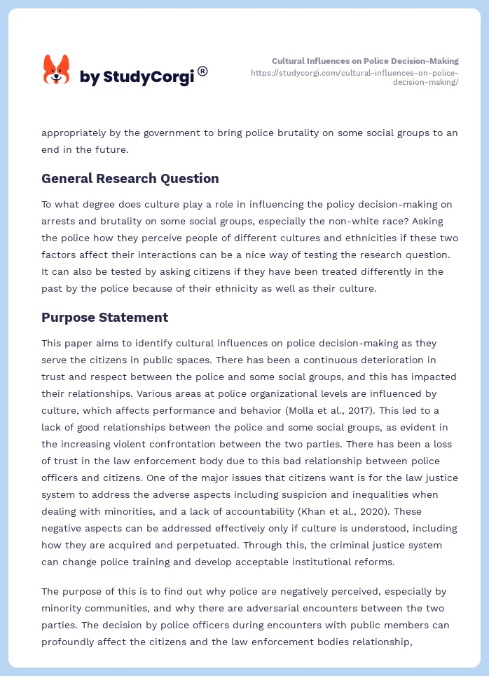 Cultural Influences on Police Decision-Making. Page 2