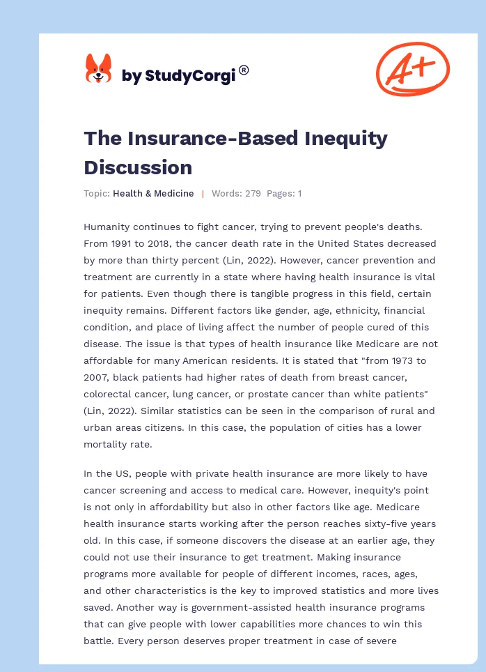 The Insurance-Based Inequity Discussion. Page 1