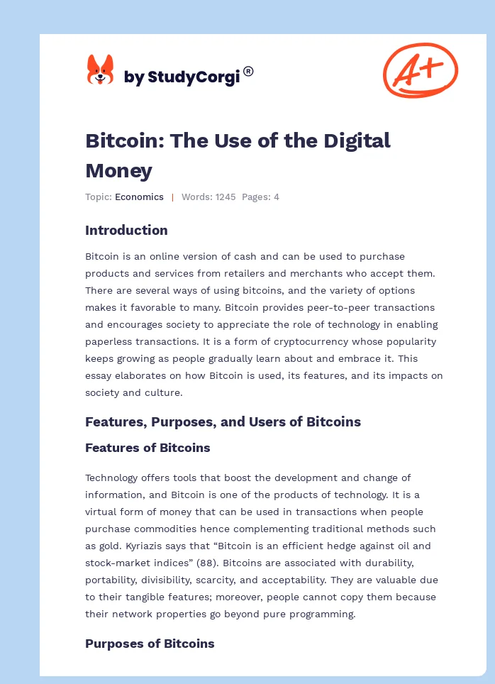 Bitcoin: The Use of the Digital Money. Page 1