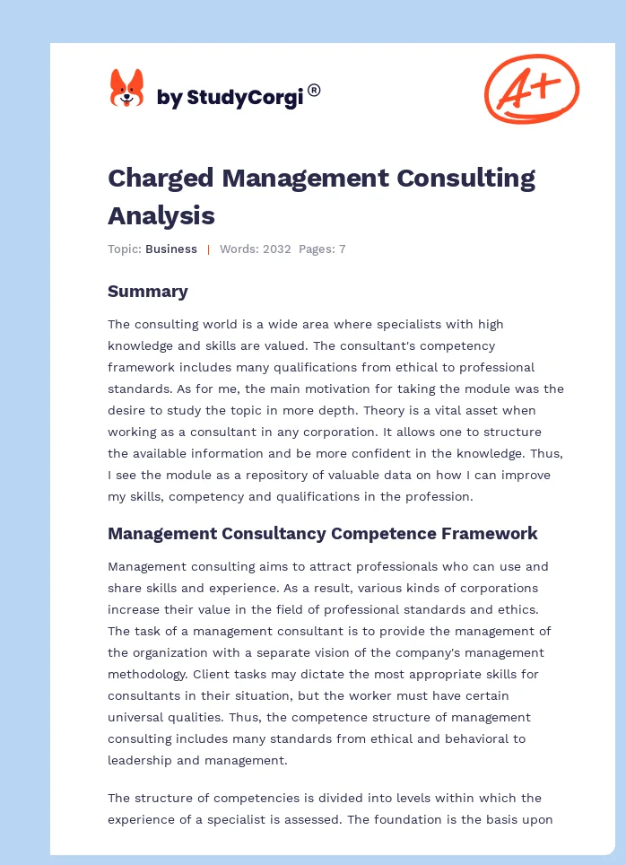 Charged Management Consulting Analysis. Page 1