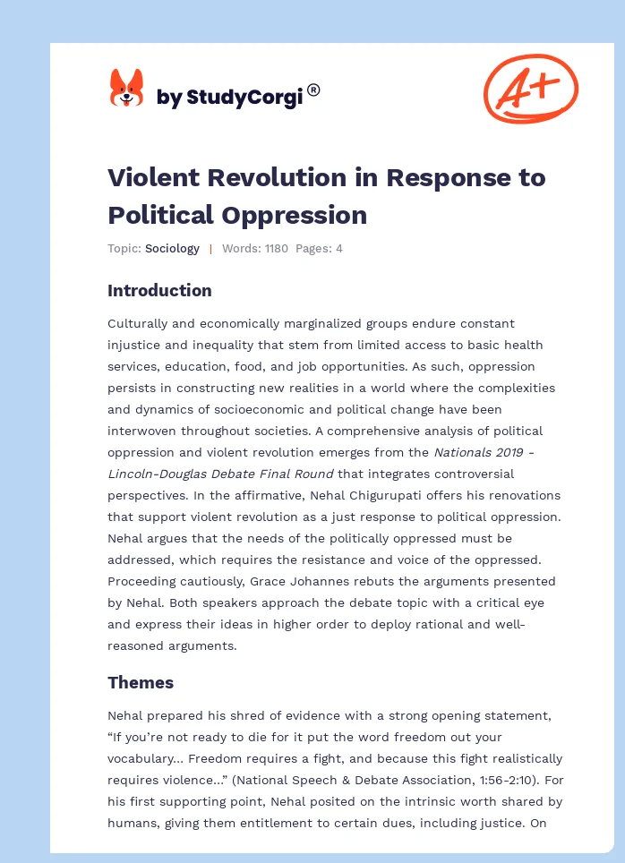 Violent Revolution in Response to Political Oppression. Page 1