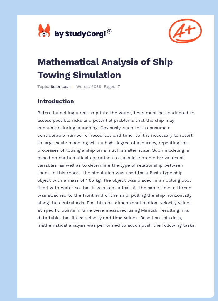 Mathematical Analysis of Ship Towing Simulation. Page 1