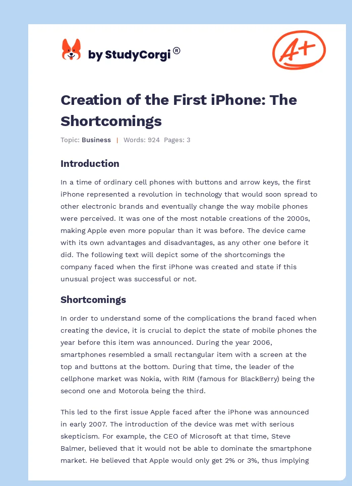 Creation of the First iPhone: The Shortcomings. Page 1