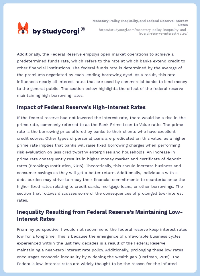 Monetary Policy, Inequality, and Federal Reserve Interest Rates. Page 2